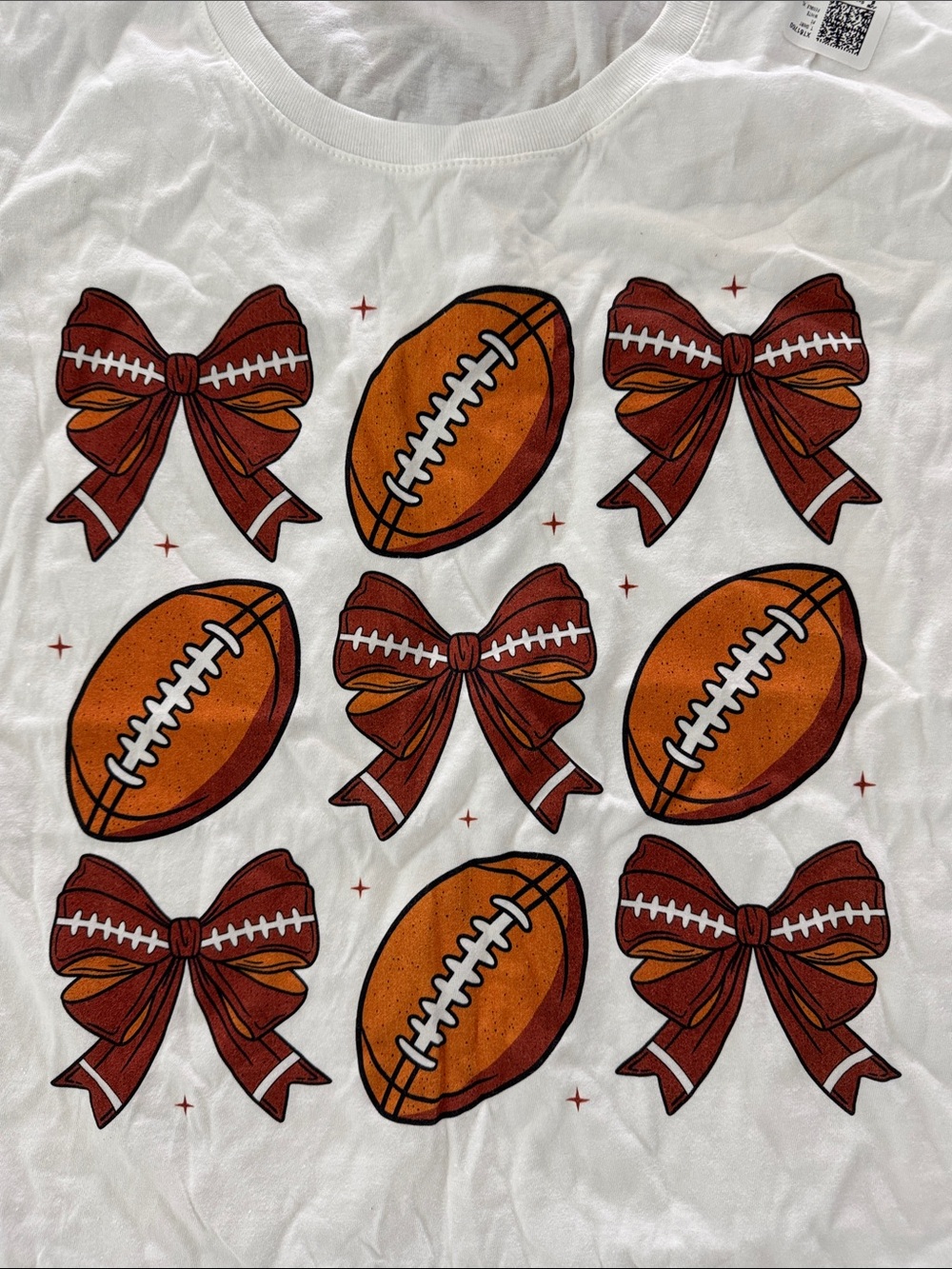 White Kids Graphic Tee with Footballs & Bows - Picture 3 of 3